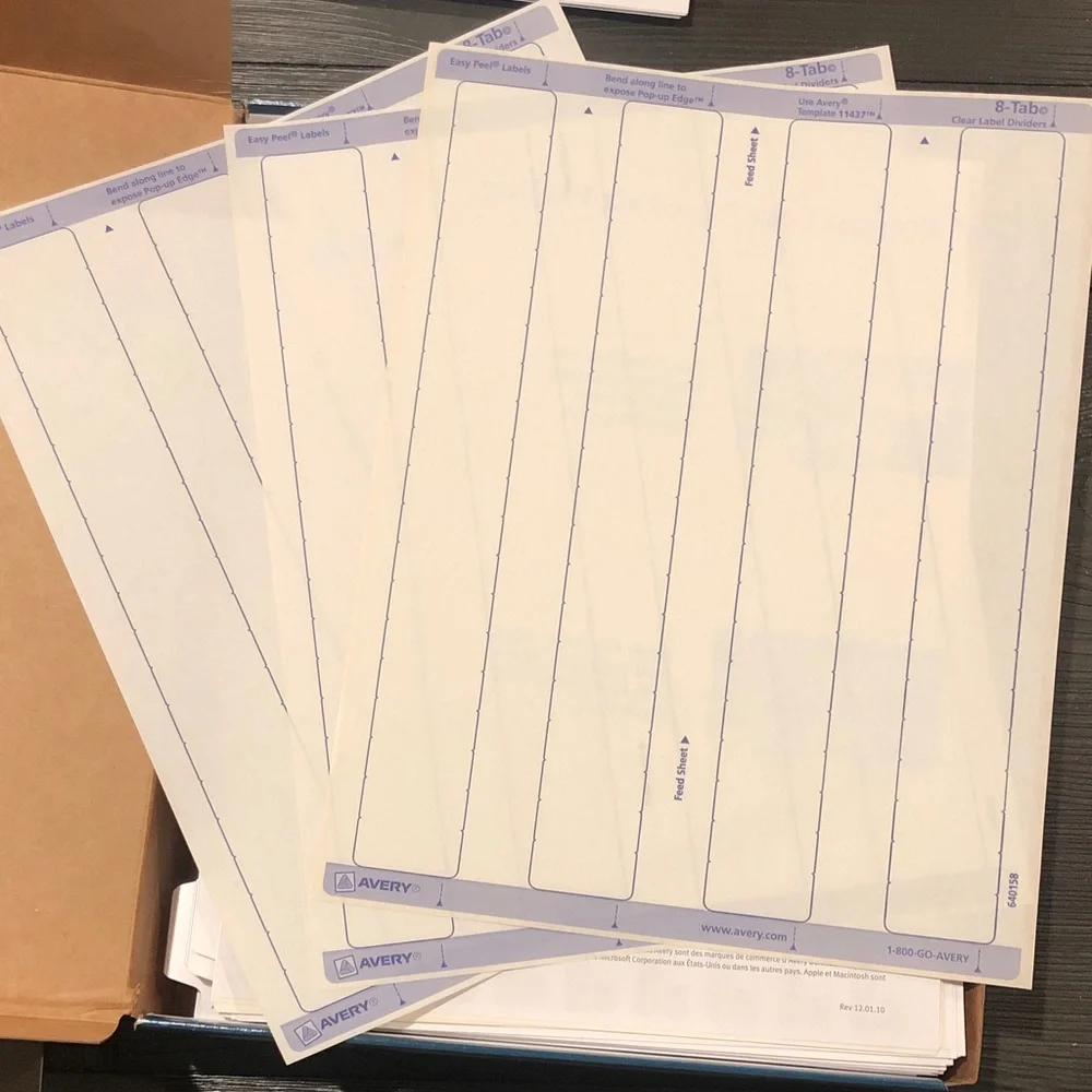 Avery 8 Tab Print & Apply Clear Label Dividers